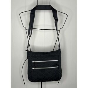 Vera Bradley Quilted Black Crossbody Purse Bag Hipster‎ Pockets Travel